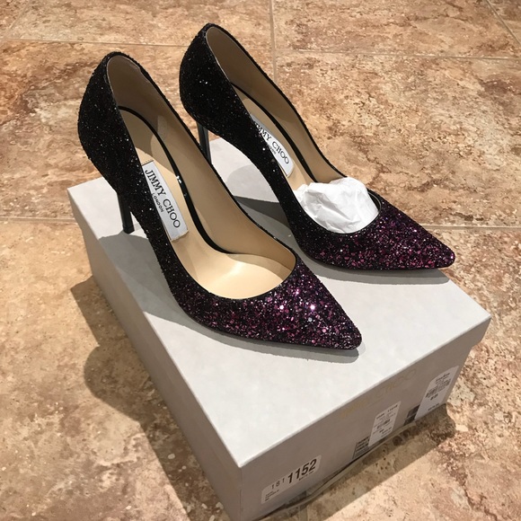 HP❤️Jimmy choo Romy Glitter Pointed-Toe 100mm Pump - Picture 2 of 7